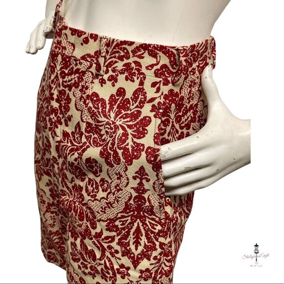 VINTAGE 1950s early 1960s Baroque Floral High Waist Long Walking Shorts 6 8 S M - Picture 5 of 16